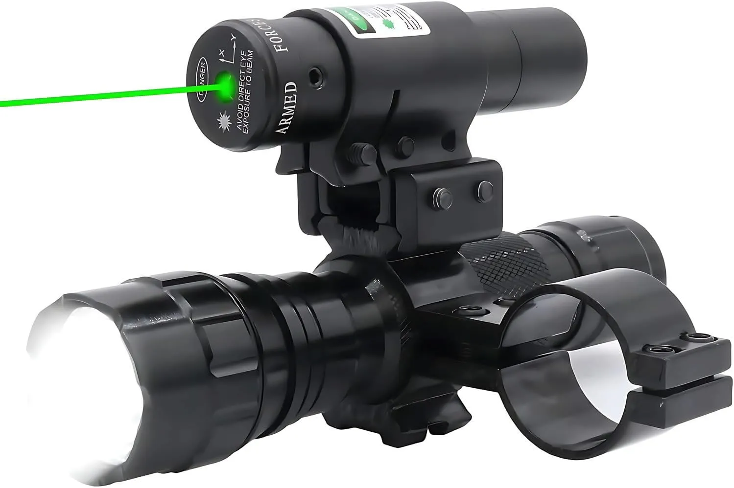 Tactical Flashlight Green Dot Sight Scope Combo with Rings Mount for Rifle Shotgun