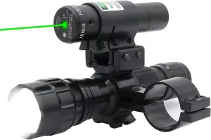 Tactical Flashlight Green Dot Sight Scope Combo with Rings Mount for Rifle Shotgun