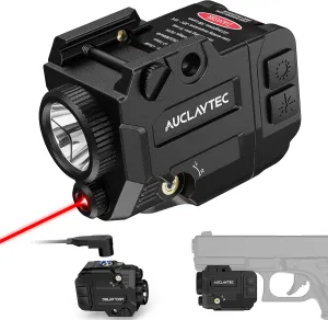 Tactical Flashlight with Laser Sight Combo with Magnetic Charging, 500 Lumen LED with Strobe for Glock or Picatinny (MIL-STD-1913) Rails LED Pistol Light（Red Laser）