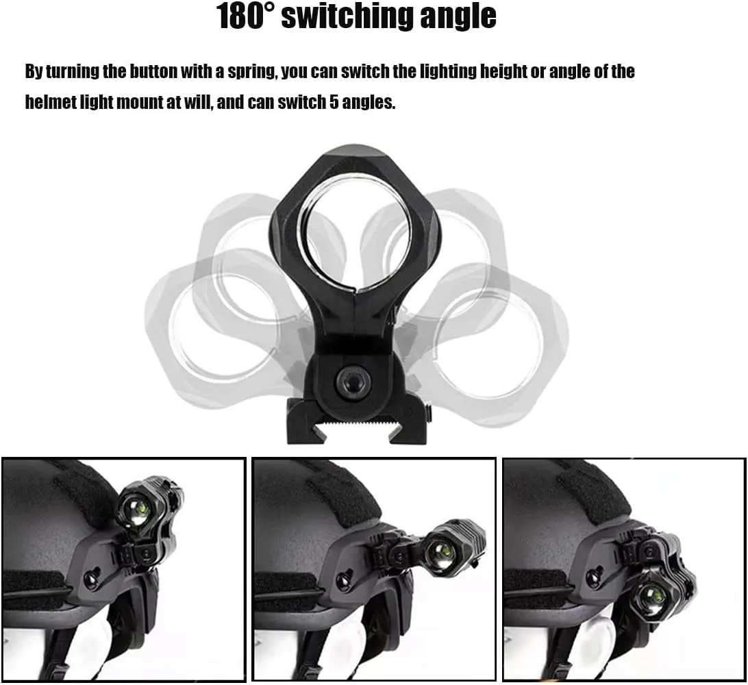 Tactical Helmet Light with Mount Mini LED Helmet Flashlight 300 lumens LED with Strobe, Fits 20mm Picatinny Rail Mount (Black)