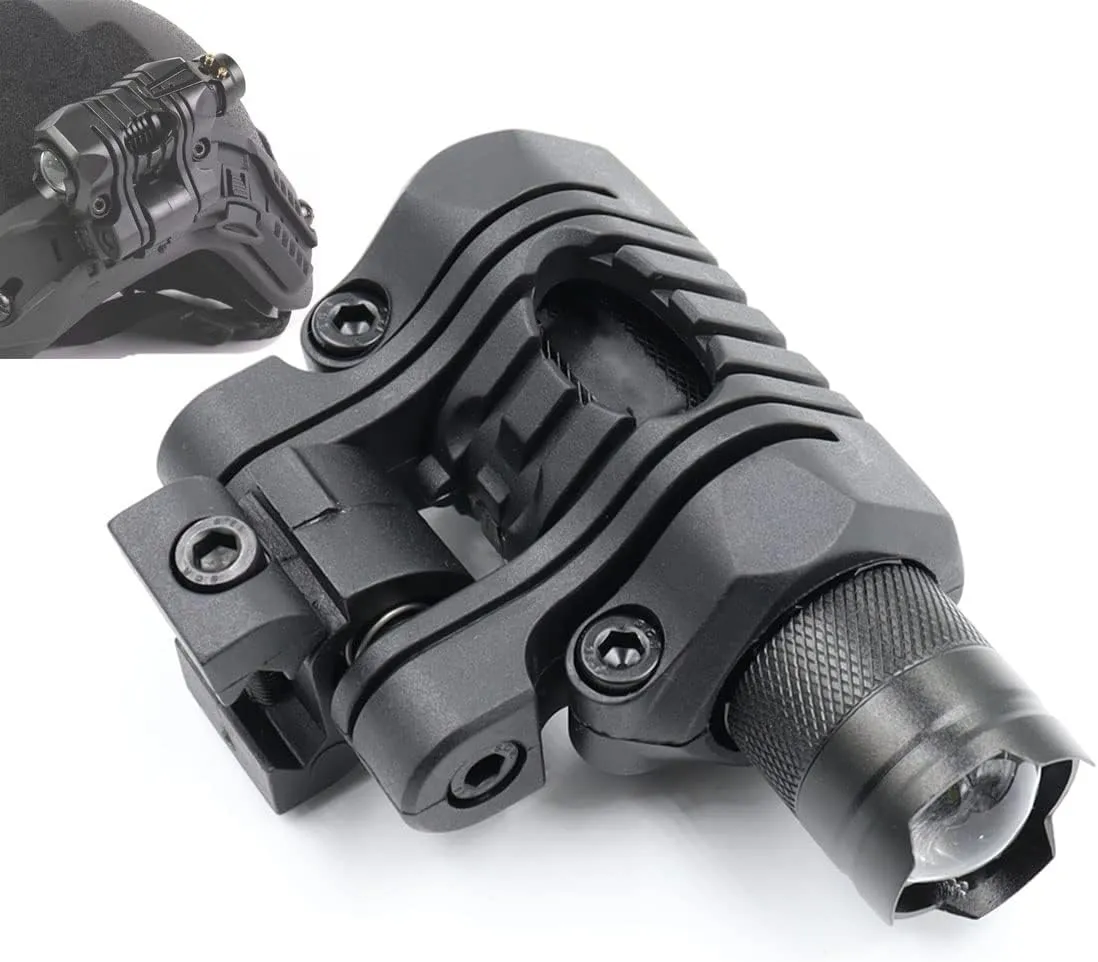 Tactical Helmet Light with Mount Mini LED Helmet Flashlight 300 lumens LED with Strobe, Fits 20mm Picatinny Rail Mount (Black)