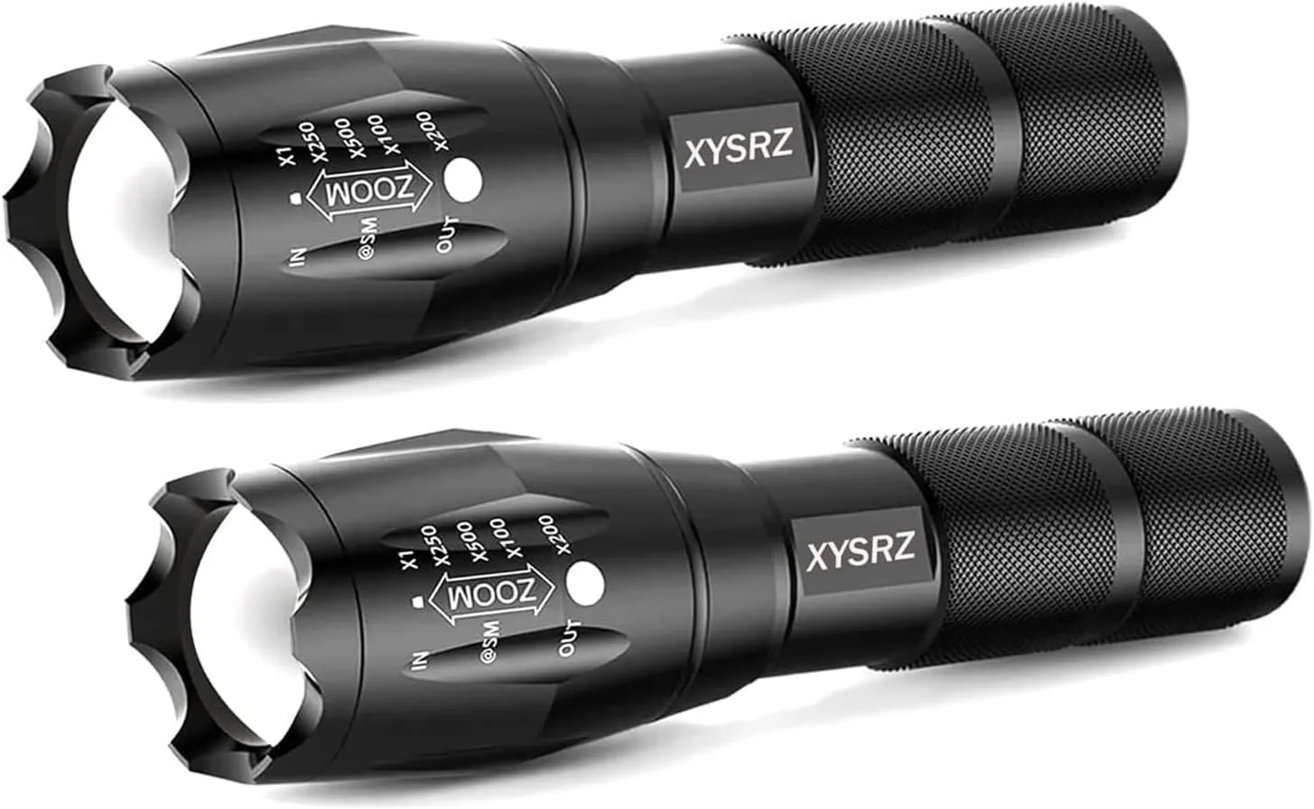 Tactical LED Flashlight High Lumens Military Grade 5 Modes Zoomable Waterproof Flashlight for Emergency and Outdoor Use, Camping, Hiking, 2 Pack