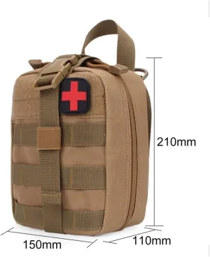 Tactical Medical Bag Travel First Aid Kit Multifunctional Waist Pack Camping Climbing Bag Emergency Storage Bag-(TAN)