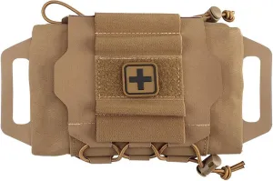 Tactical Molle Medical IFAK Pouch Rapid/Quick Deploy First Aid Kit Pack Emergency Survival Bag Two-Piece System Medical Roll Carrier Handle Outdoor Sport Hunting Bag (Brown)