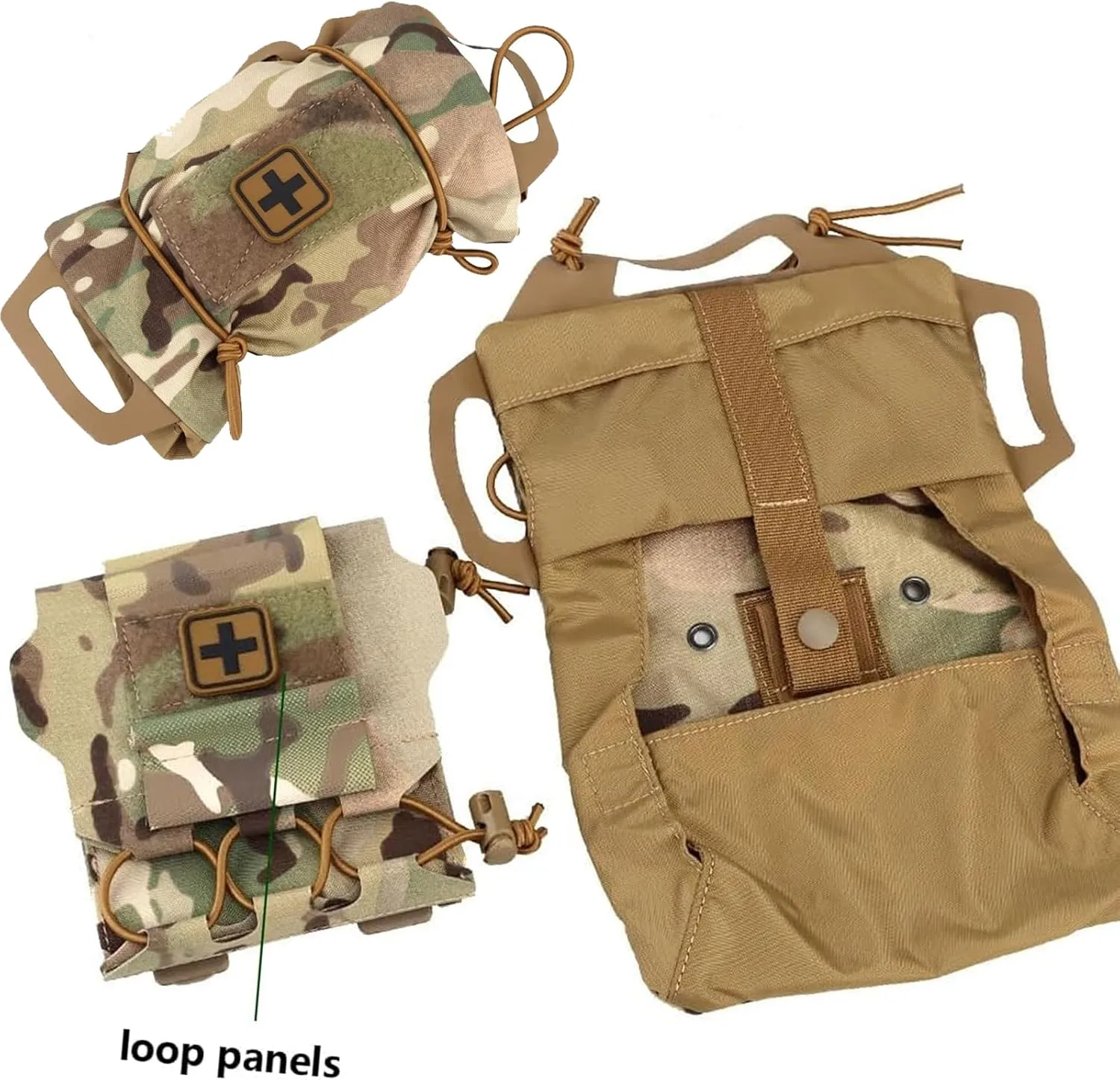 Tactical Molle Medical IFAK Pouch Rapid/Quick Deploy First Aid Kit Pack Emergency Survival Bag Two-Piece System Medical Roll Carrier Handle Outdoor Sport Hunting Bag (Brown)