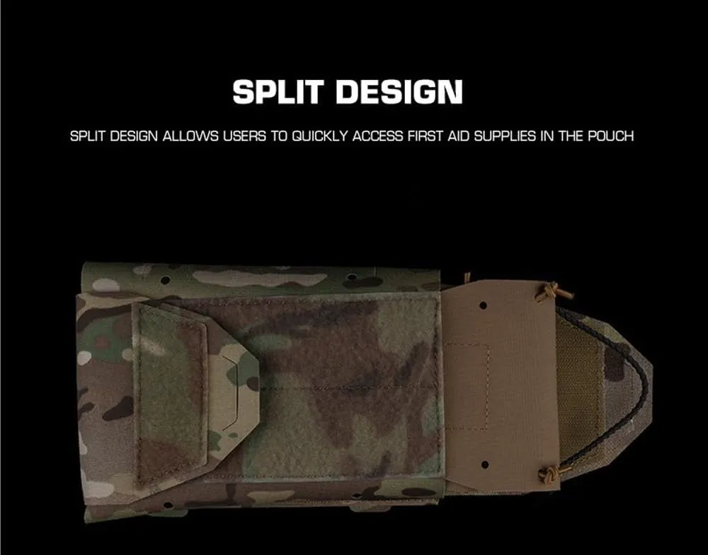 Tactical MOLLE Pouch Medical First Aid Kit Split Design Hunting Survive Emergency Tools Storage Bag(OD)