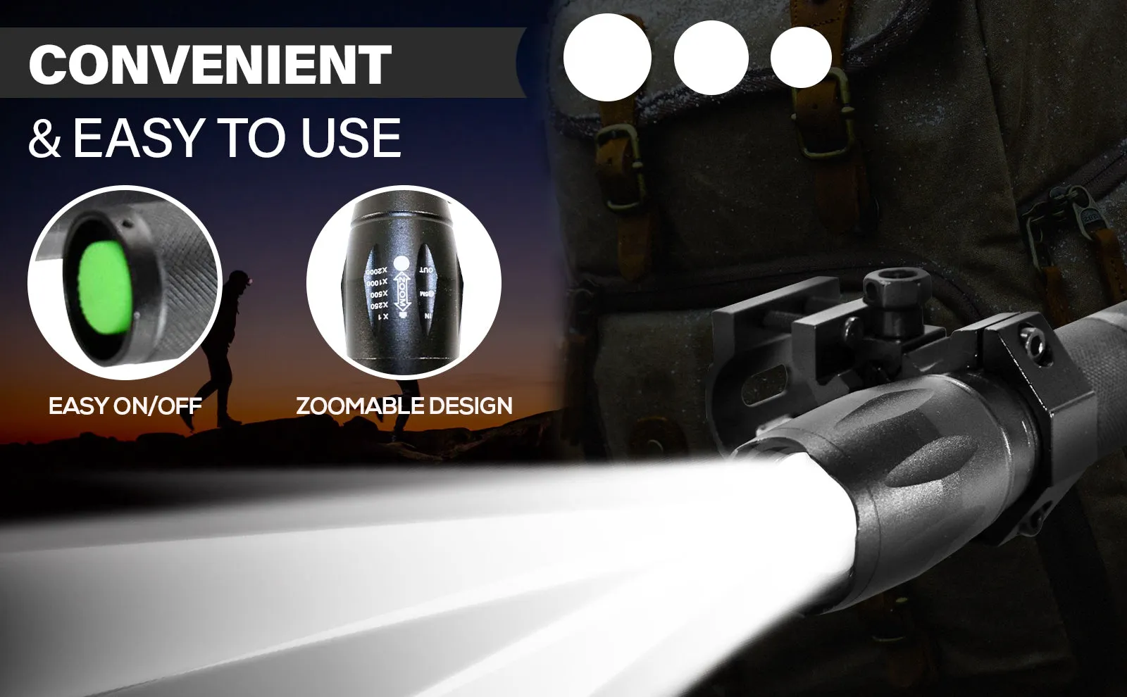 Tactical shotgun flashlight for Mossberg 500 Combo Field Deer accessories picatinny.