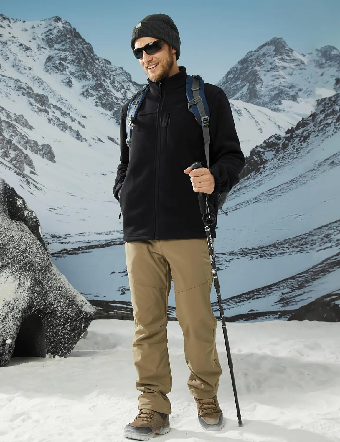 TACVASEN Men's Polar Fleece Jacket Full Zip Lightweight Tactical Jacket with Pockets Winter Coats Warm Casual Hiking Outdoor