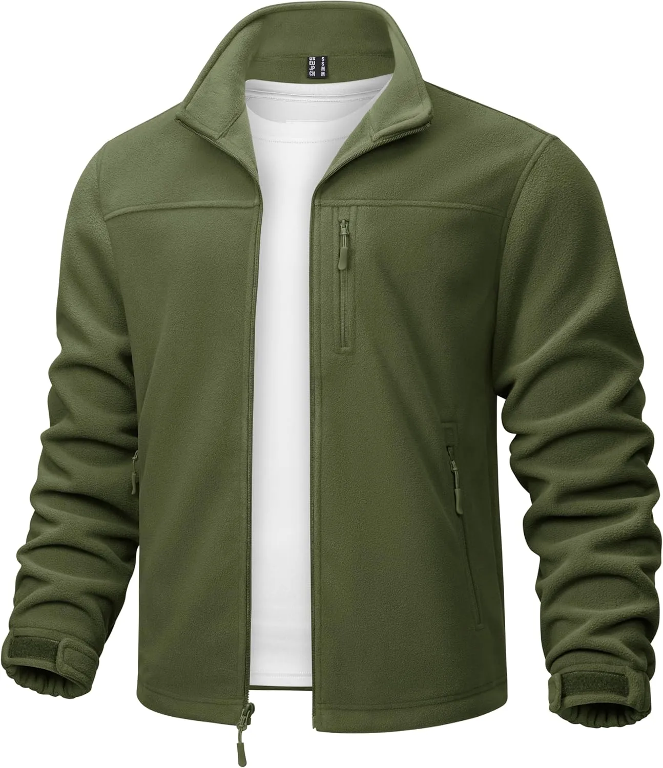 TACVASEN Men's Polar Fleece Jacket Full Zip Lightweight Tactical Jacket with Pockets Winter Coats Warm Casual Hiking Outdoor