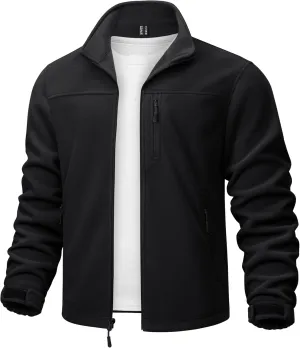 TACVASEN Men's Polar Fleece Jacket Full Zip Lightweight Tactical Jacket with Pockets Winter Coats Warm Casual Hiking Outdoor