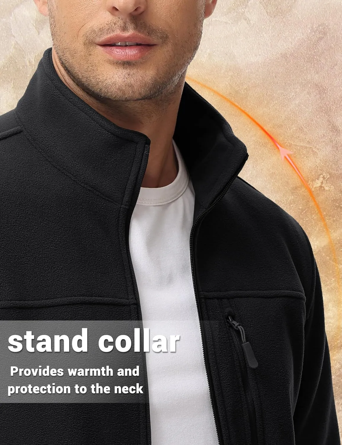 TACVASEN Men's Polar Fleece Jacket Full Zip Lightweight Tactical Jacket with Pockets Winter Coats Warm Casual Hiking Outdoor