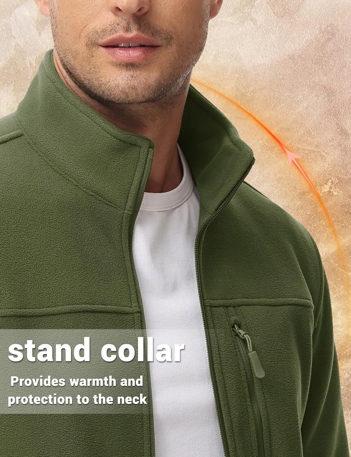 TACVASEN Men's Polar Fleece Jacket Full Zip Lightweight Tactical Jacket with Pockets Winter Coats Warm Casual Hiking Outdoor