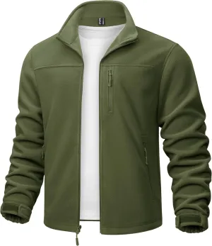 TACVASEN Men's Polar Fleece Jacket Full Zip Lightweight Tactical Jacket with Pockets Winter Coats Warm Casual Hiking Outdoor