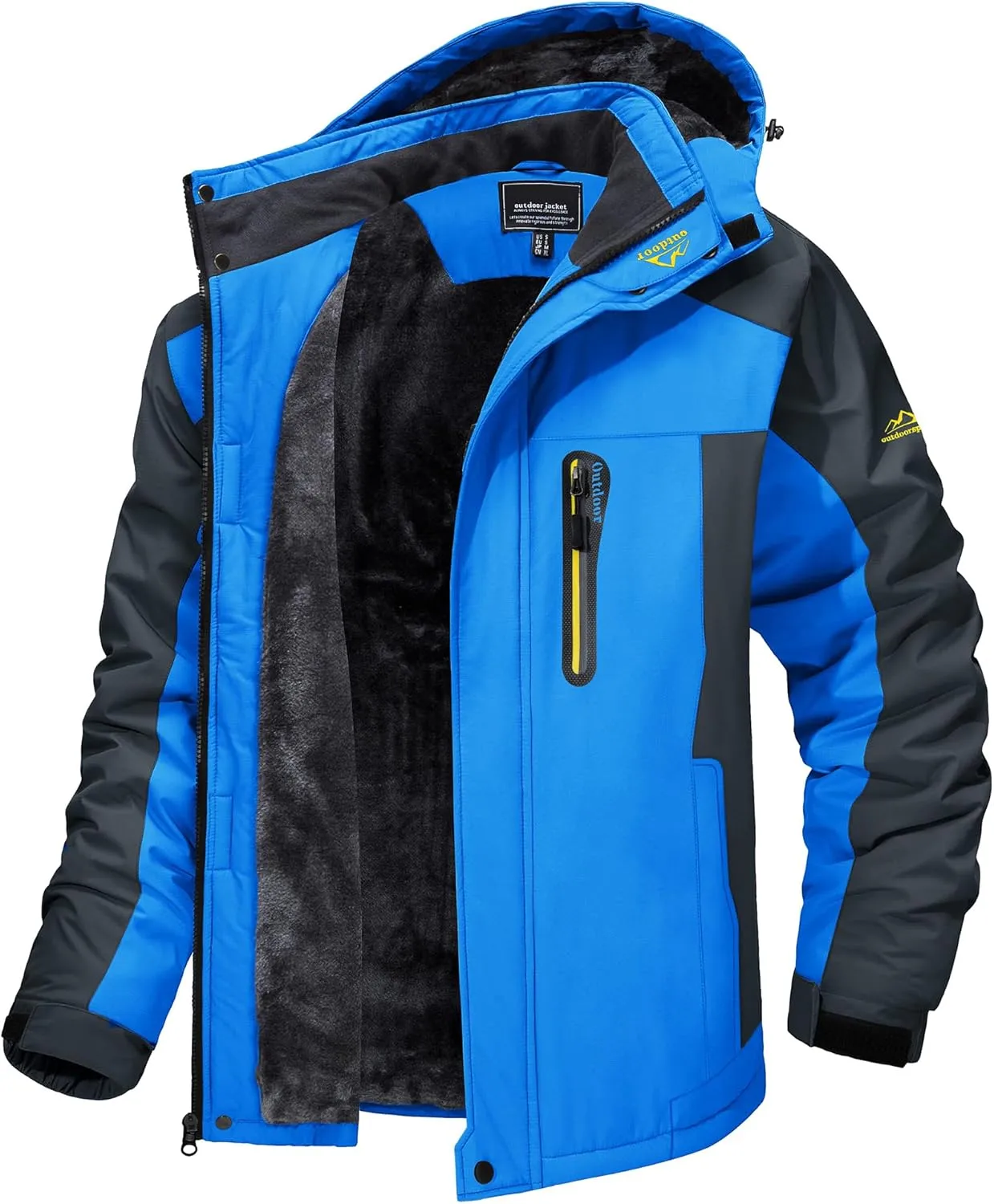TACVASEN Men's Winter Ski Jacket Waterproof Snow Coats Snowboard Fleece Lining Jacket Warm Parka with Hooded
