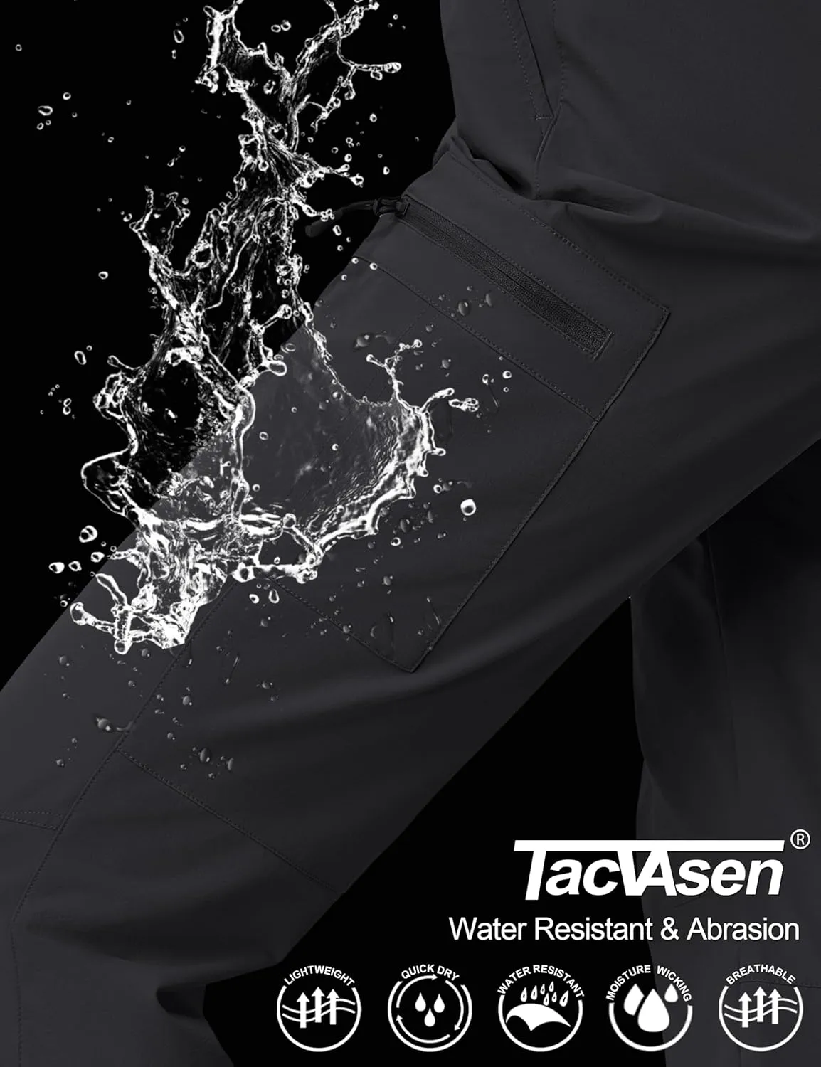 TACVASEN Women's Hiking Cargo Pants Lightweight Water Resistant Quick Dry Outdoor Work Mountain Trouser Zipper Pockets