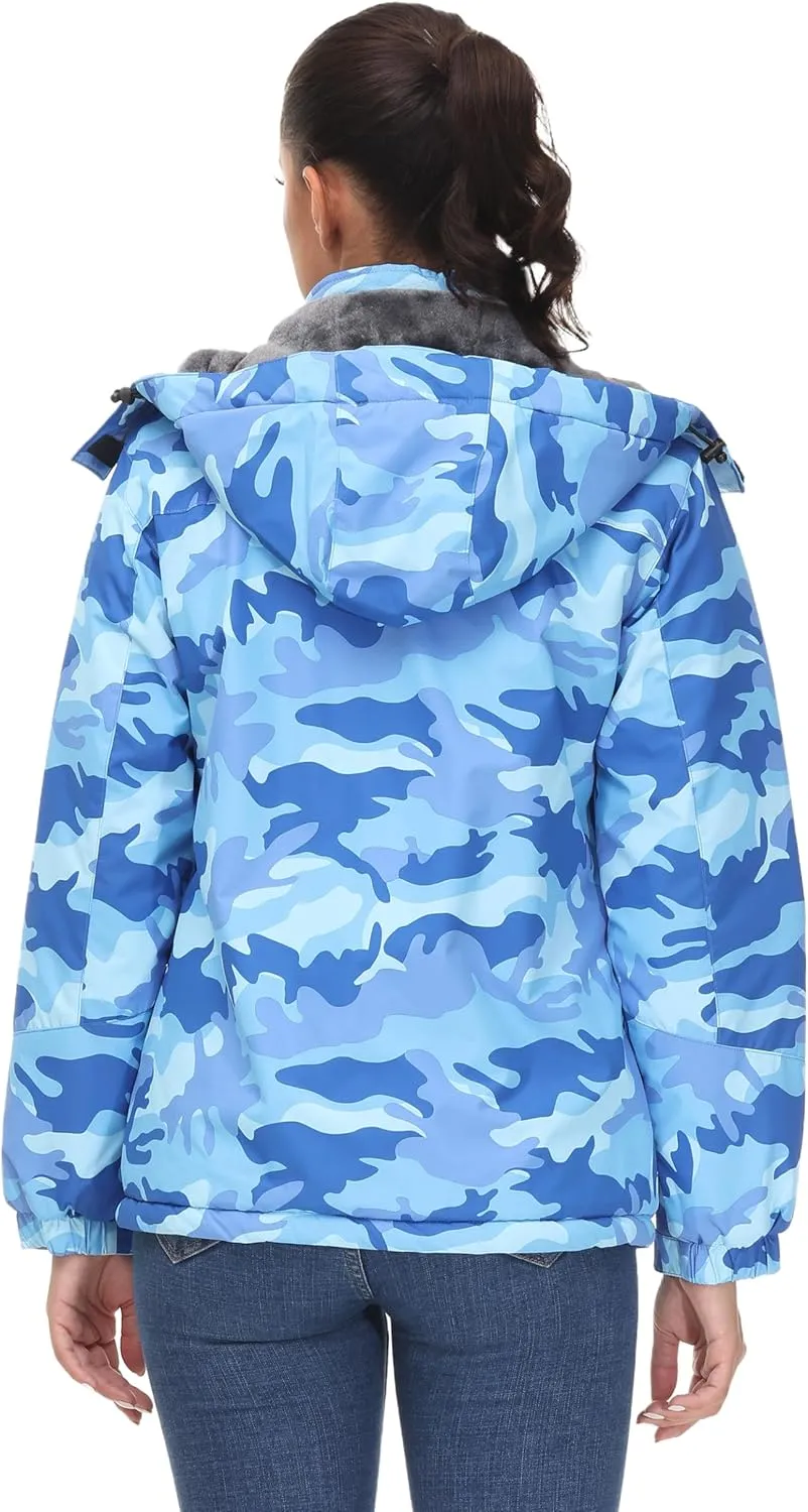 TACVASEN Women's Winter Jacket Waterproof Ski Jacket Hooded Fleece Lined Warm Snow Coat Mountain Windproof Rain Windbreaker