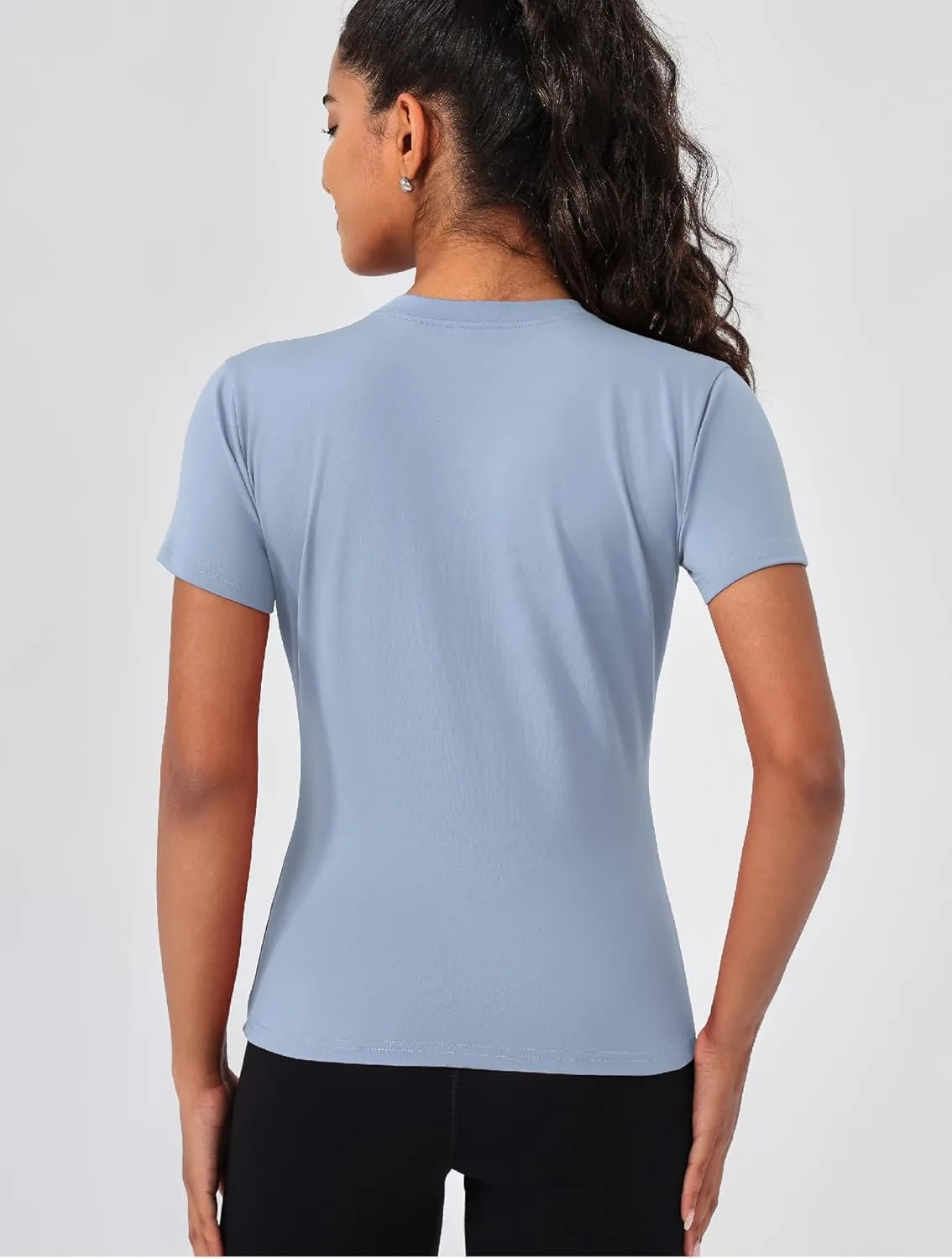 TAISIM Women's Dry Fit Workout Shirt Crew Neck Compression Top