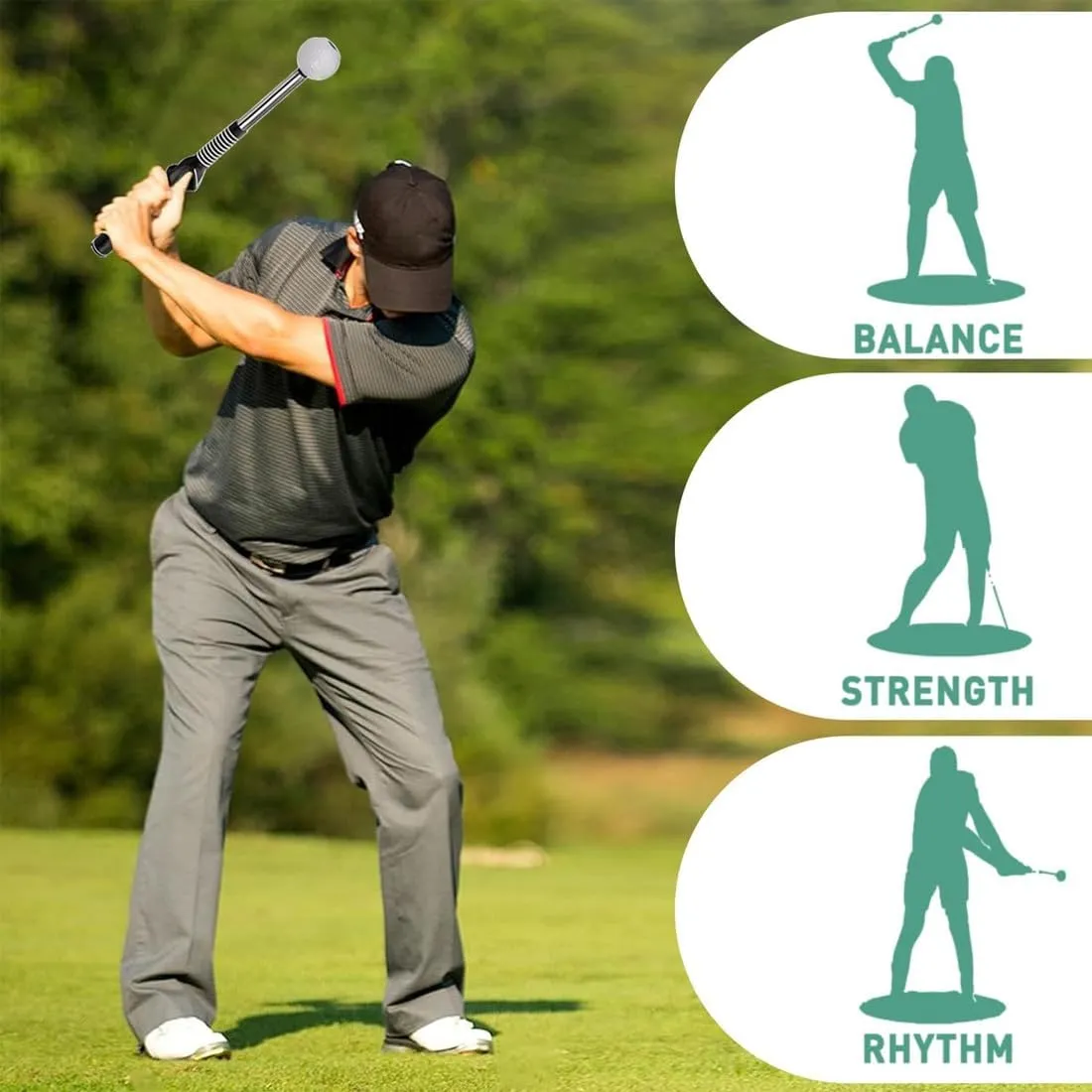 Telescopic Club, Retractable Golf Swing Training Aid, Grip Trainer Golf Club for Strength, Tempo & Form, Golf Trainer for Indoor & Outdoor Golf Training Aids