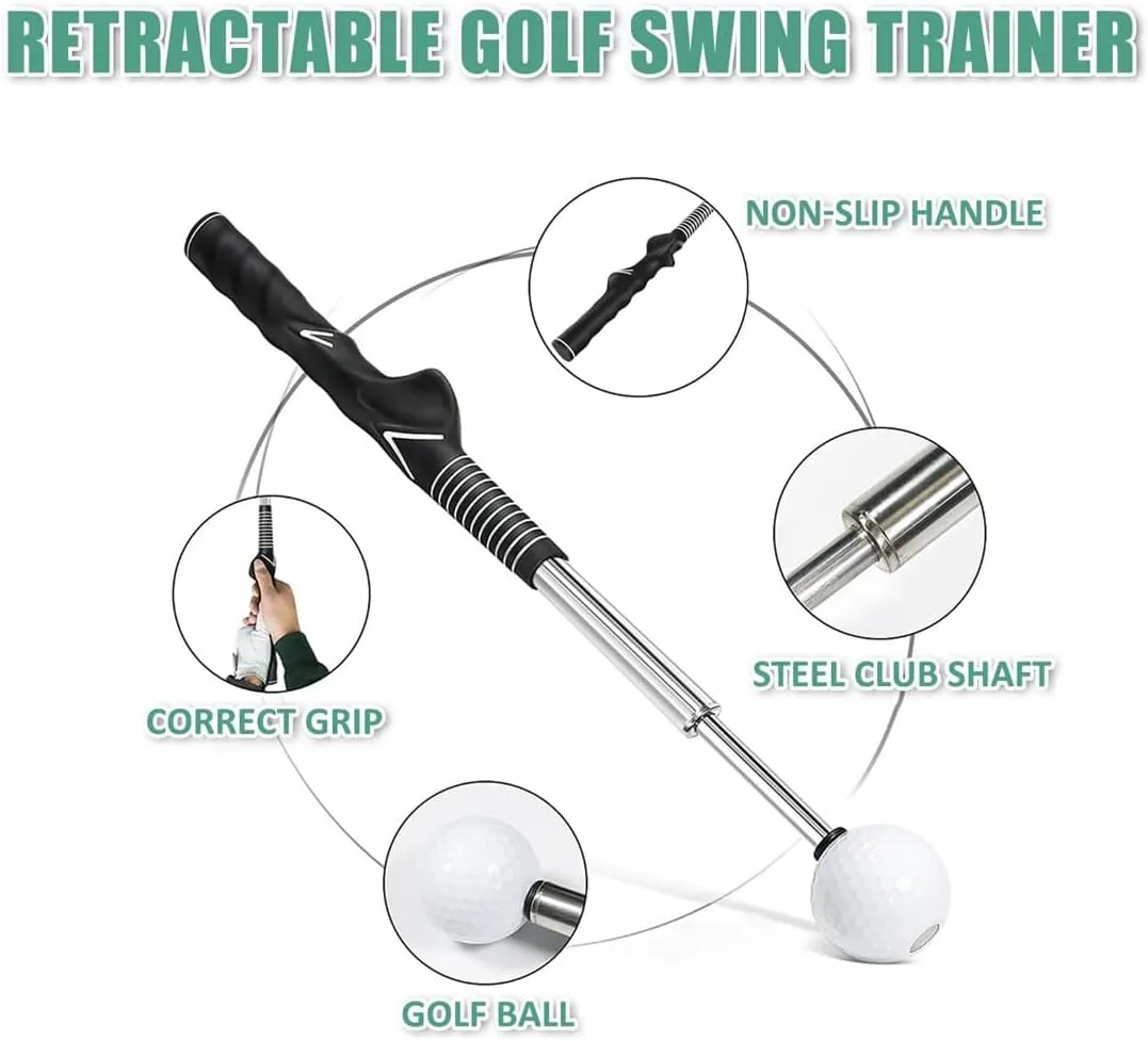 Telescopic Club, Retractable Golf Swing Training Aid, Grip Trainer Golf Club for Strength, Tempo & Form, Golf Trainer for Indoor & Outdoor Golf Training Aids