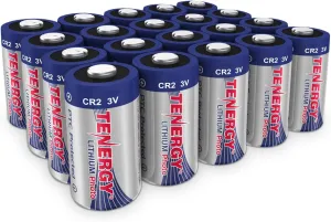 Tenergy CR2 3V Lithium Battery Non-Rechargeable PTC Protected High Performance CR2 Batteries for Flashlight, Digital Cameras, Toys, Alarm Systems, 20 Pack
