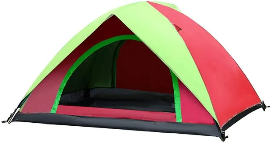 Tent 1-2 Person Waterproof Tent Double Layers Outdoor Fishing Tourist Tent Camping Beach Tent Anti-UV Sun Shade Tent Yurt (Color : Red Green)