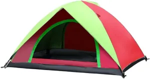 Tent 1-2 Person Waterproof Tent Double Layers Outdoor Fishing Tourist Tent Camping Beach Tent Anti-UV Sun Shade Tent Yurt (Color : Red Green)