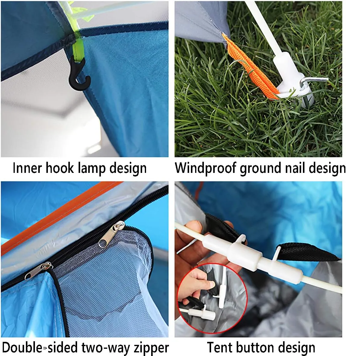 Tent, Pop Up Tent 2 3 4 Man Camping Tent Waterproof, Four Seasons Universal Travel Tent, Portable Tent with Backpack,Green, Blue