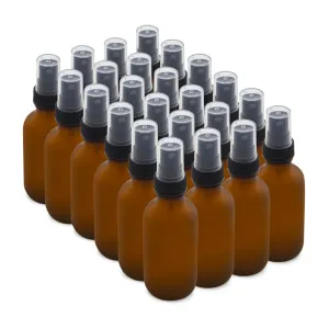 The Bottle Depot - 24 Pack - 2 oz Glass Spray Bottle - Amber Frosted - 20-400 Neck Finish - Boston Round Bottles - UV Rays Protection