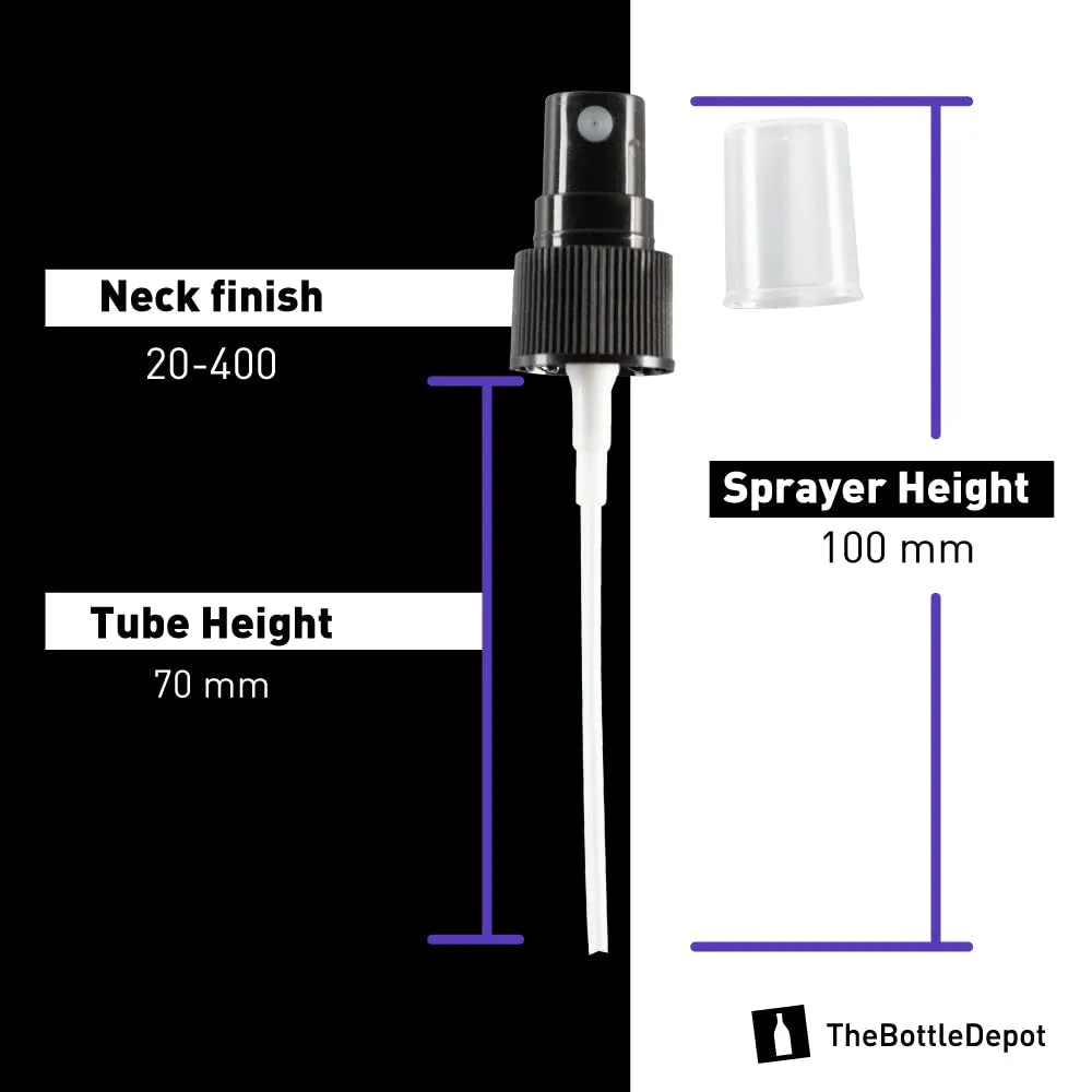 The Bottle Depot - 72 Pack - 1 oz Glass Spray Bottle - Black UV - 20-400 Neck Finish - Boston Round Bottles - UV Rays Protection