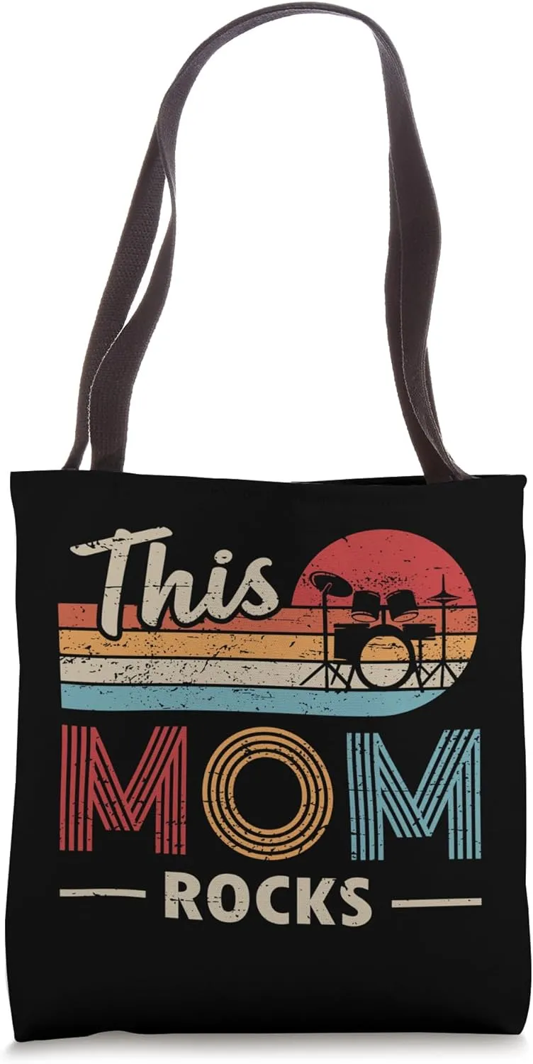 This Mom Rocks Drums Heavy Metal Rock N Roll Drummer Tote Bag