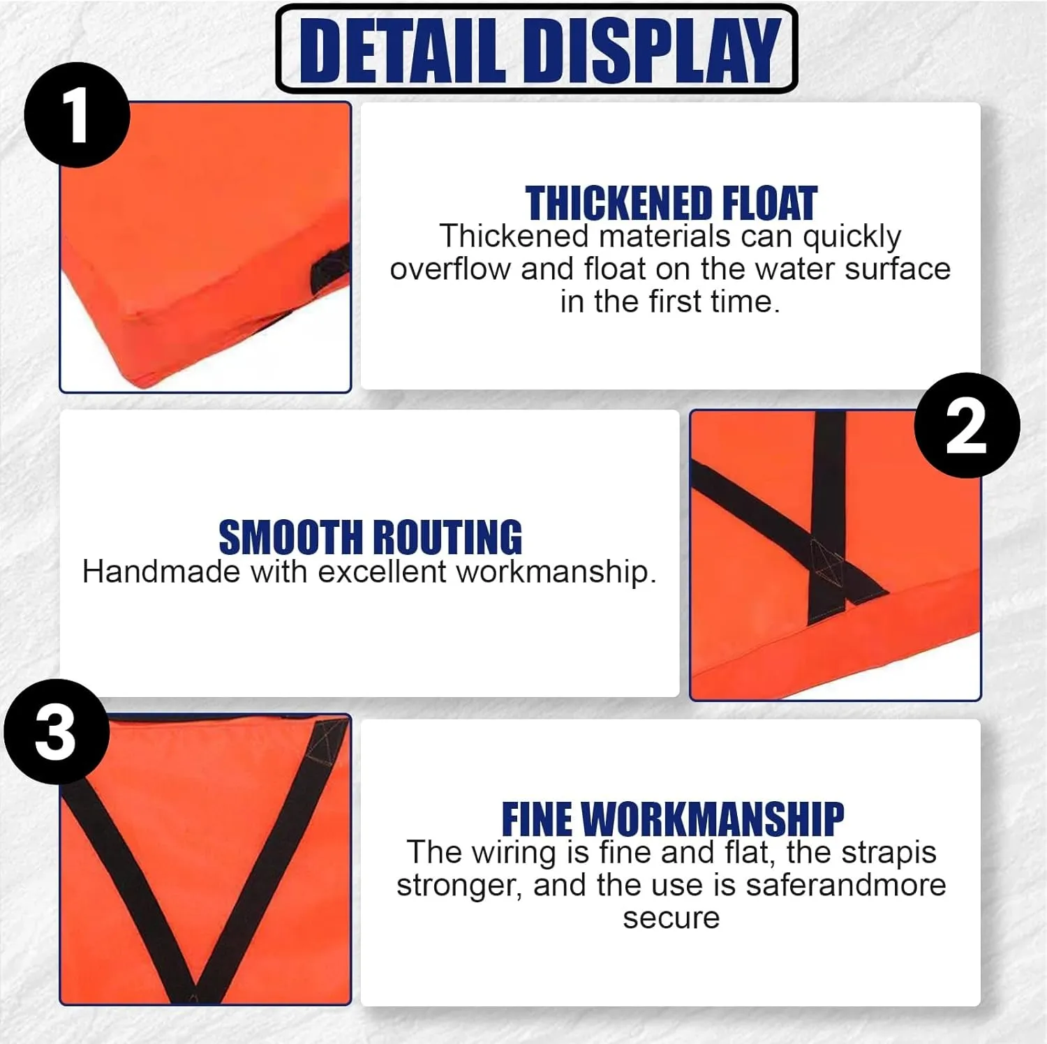 Throwable Flotation Device, Boat Throwable Flotation Device, High Buoyancy Boat Throw Cushion with Strap Water Proof, Suitable for Marine Safety & Flotation Devices