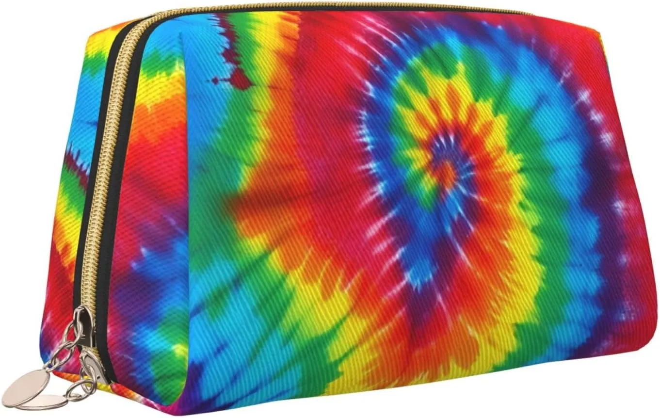 Tie Dye Rainbow Toiletry Pouch, Travel-Friendly Makeup Organizer For Makeup Brushes, Lipsticks