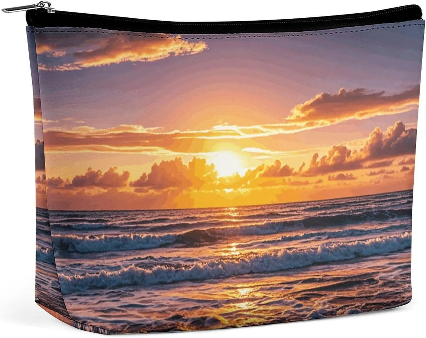 Toiletry Bag for Women Beach Sunset Waves Cosmetic Bag Portable Capacity Travel Makeup Bags with Zipper Lightweight Cute Beauty Makeup Organizer for Traveling, Accessories, Essentials
