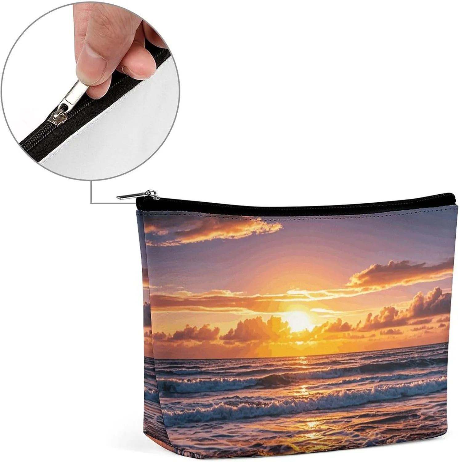 Toiletry Bag for Women Beach Sunset Waves Cosmetic Bag Portable Capacity Travel Makeup Bags with Zipper Lightweight Cute Beauty Makeup Organizer for Traveling, Accessories, Essentials
