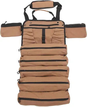 Tool Bag with 7 Pockets, Compact Canvas Roll Up Tool Organizer with Handle and Detachable Buckle Small Tool Pouch for Mechanic and Electrician Use