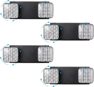 TORCHSTAR LED Emergency Lights, Emergency Lighting with Battery Backup, Dual Heads Adjustable, Lighting Fixtures for Emergency Use, Home Power Failure, UL & FCC Listed, AC 120/277V, Black, Pack of 4