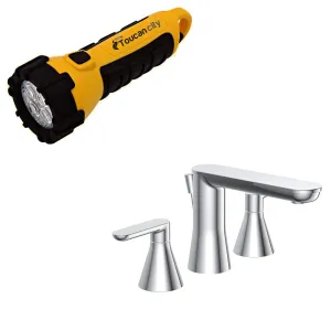 Toucan City LED Flashlight and Glacier Bay anti 8 in. Widespread 2-Handle Bathroom Faucet in Chrome FW0AC000CP