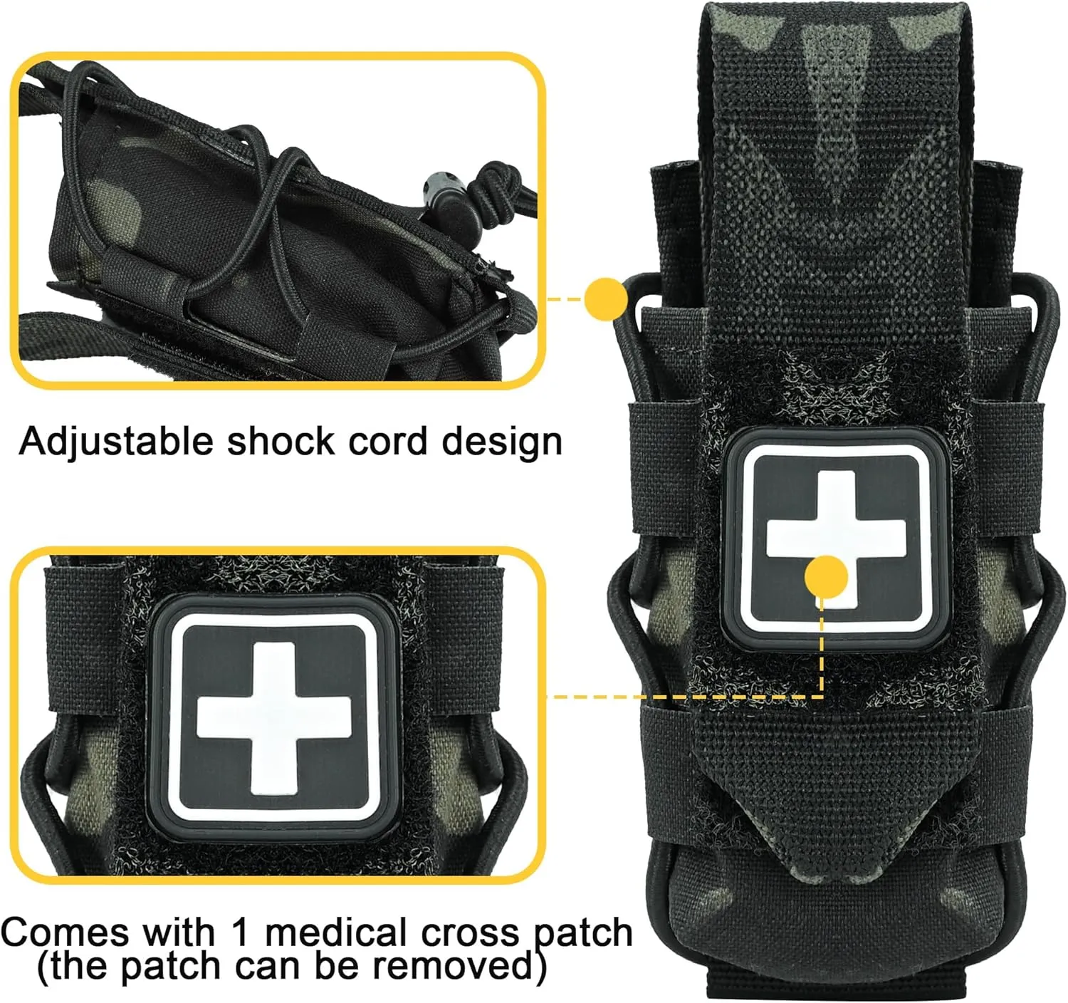 Tourniquet Pouch with Molle Clip,SABADO Tourniquet Holder Removeable Flap Cover,TQ Pouch for Duty Belt and Tactical Vest