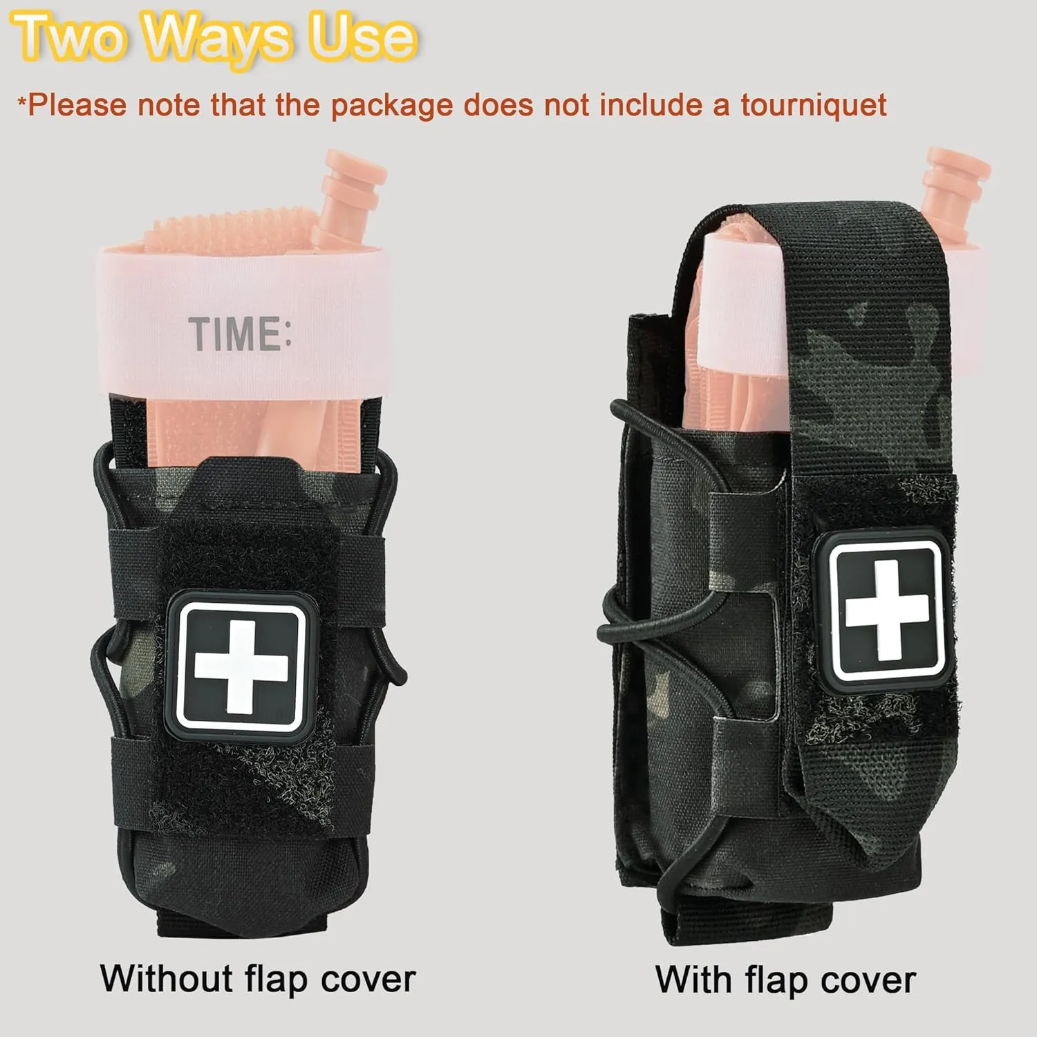 Tourniquet Pouch with Molle Clip,SABADO Tourniquet Holder Removeable Flap Cover,TQ Pouch for Duty Belt and Tactical Vest