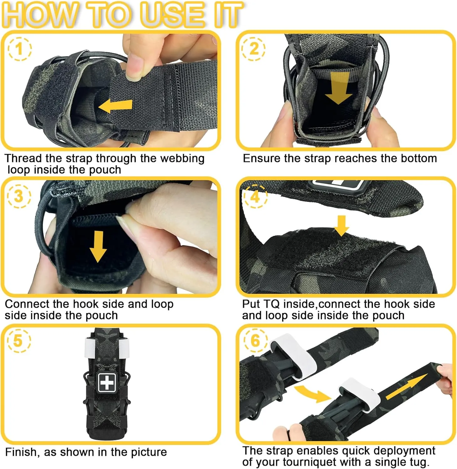 Tourniquet Pouch with Molle Clip,SABADO Tourniquet Holder Removeable Flap Cover,TQ Pouch for Duty Belt and Tactical Vest