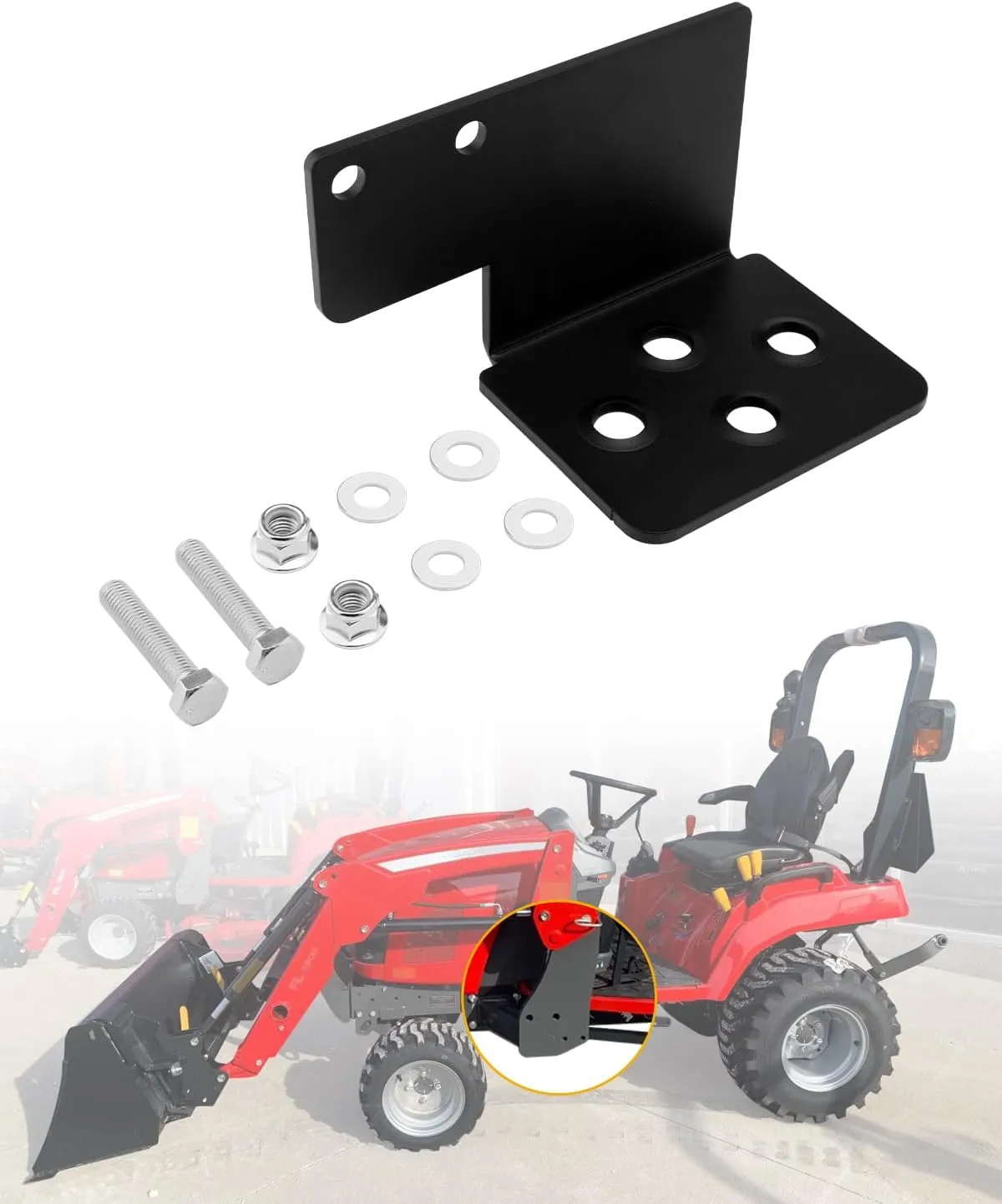 Tractor Step, Compatible with Massey Ferguson GC 17xx Sub Compact, w/Front End Loader Coated Steel, Left Side Bolt-on Tractor Driver Step, Max Capacity 330lbs, LH Compact Tractor Accessories