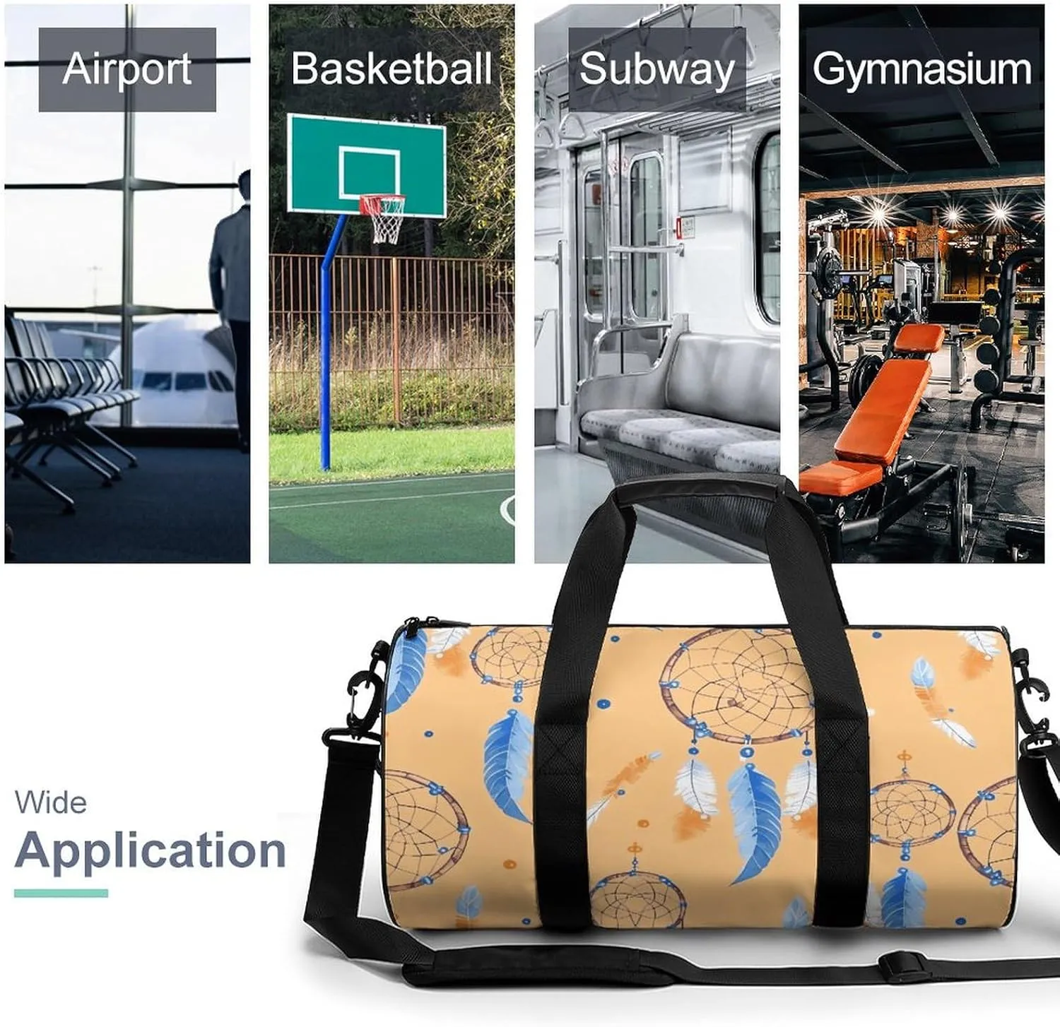 Travel Duffel Bag for Men And Women,Dream Catcher Pattern Waterproof Sports Fitness Bag Portable Travel Duffel Bag