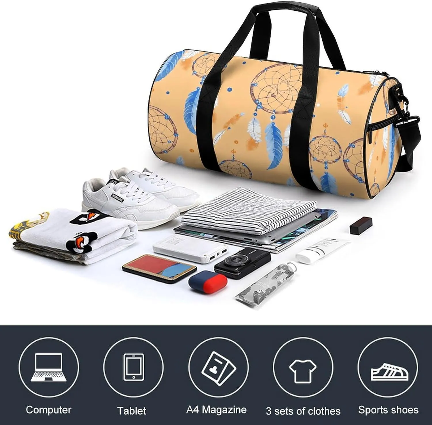 Travel Duffel Bag for Men And Women,Dream Catcher Pattern Waterproof Sports Fitness Bag Portable Travel Duffel Bag
