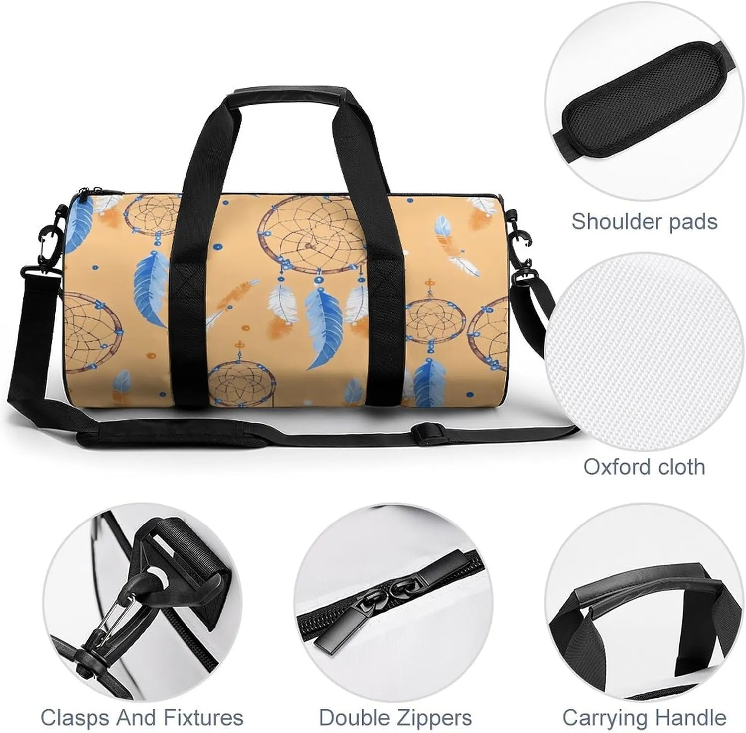 Travel Duffel Bag for Men And Women,Dream Catcher Pattern Waterproof Sports Fitness Bag Portable Travel Duffel Bag