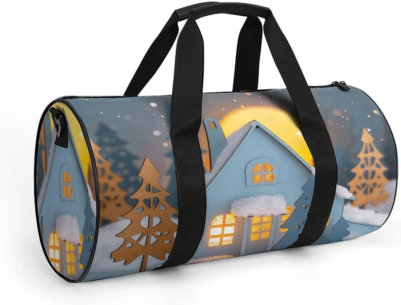 Travel Duffel Bag for Men And Women,Small House And Trees Waterproof Sports Fitness Bag Portable Travel Duffel Bag