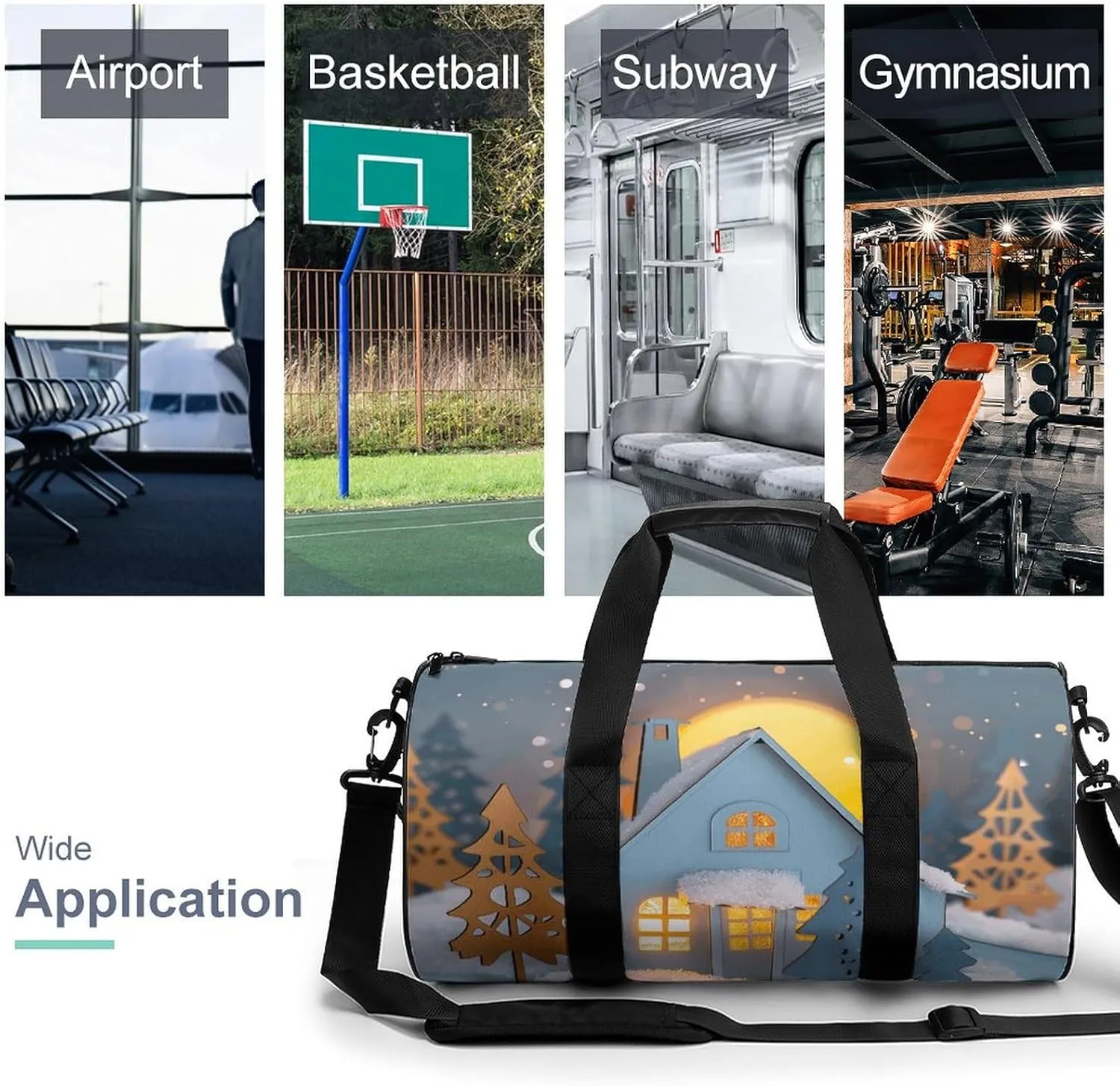 Travel Duffel Bag for Men And Women,Small House And Trees Waterproof Sports Fitness Bag Portable Travel Duffel Bag