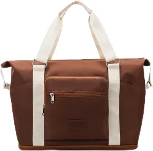 Travel Duffel Bag,Sports Tote Gym Bag,Scalable Capacity Bag,Waterproof Bag,Dry Wet Separation Package，Hand/Shoulder Dual Use (brown)