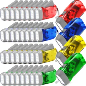 Treela 36 Pcs Hand Crank Flashlight Bulk Squeeze Wind up Flashlight No Battery with LED Self Powered Charging Torch Dynamo for Camping Emergency Survival Christmas(Yellow, Green, Blue, Red)
