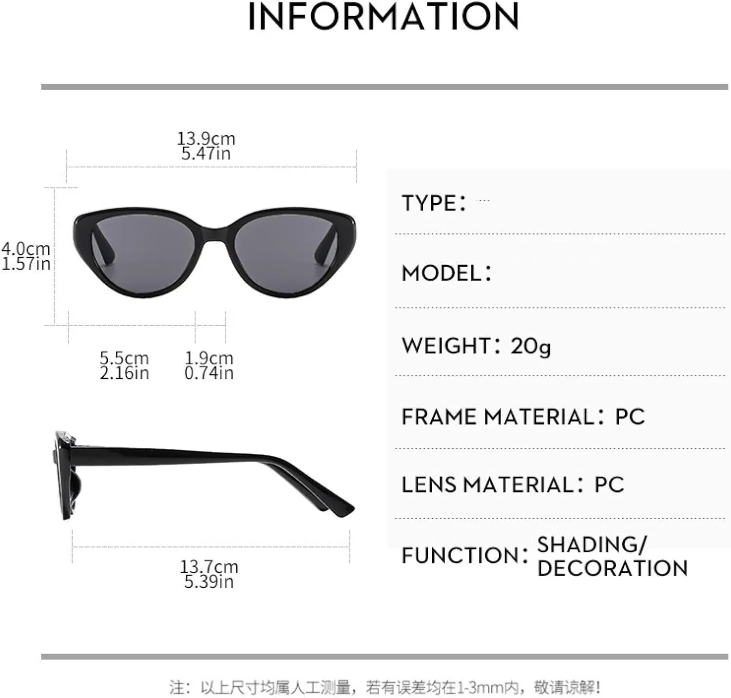 Trendy Luxury Big Frame Cat Eye Sunglasses Men Women Fashion Outdoors Travel Driving Sun Proof Sunglasses Uv400