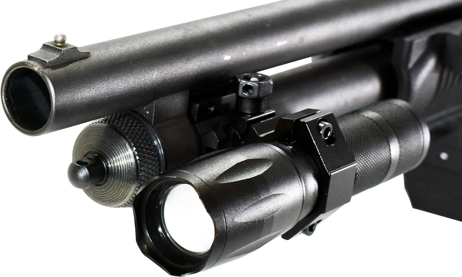 Trinity 1000 Lumen led Flashlight for mossberg 590 12ga Home Defense Tactical Hunting Optics Aluminum Black Picatinny Weaver Mounted Adapter Single Rail Mount.